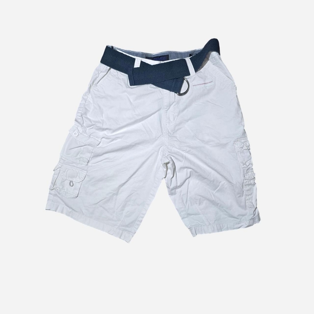 White Cargo Shorts‎ with Belt